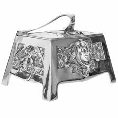 Rare Silver Art Nouveau Jugendstil Sugar Box by P. Bruckmann & Sohne, Heilbronn