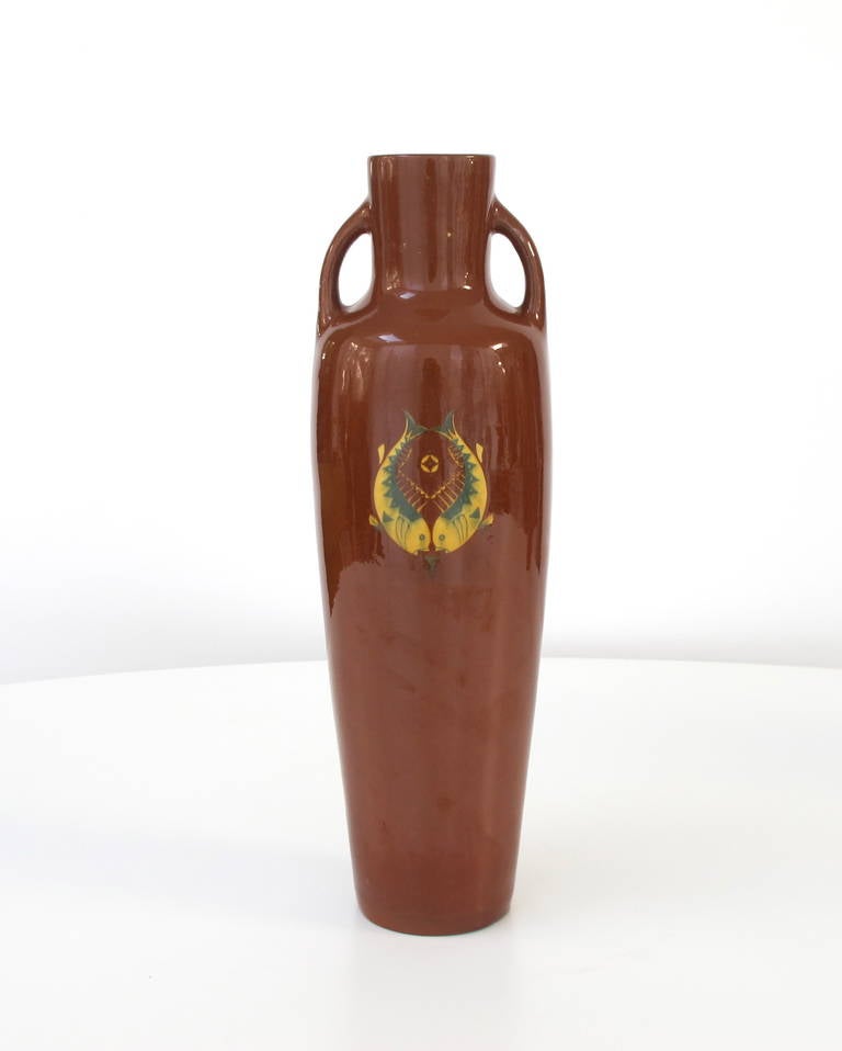 Art Nouveau Pair of Ear Vases, Design by Chris van der Hoef for Amstelhoek In Fair Condition In Amstelveen, NL