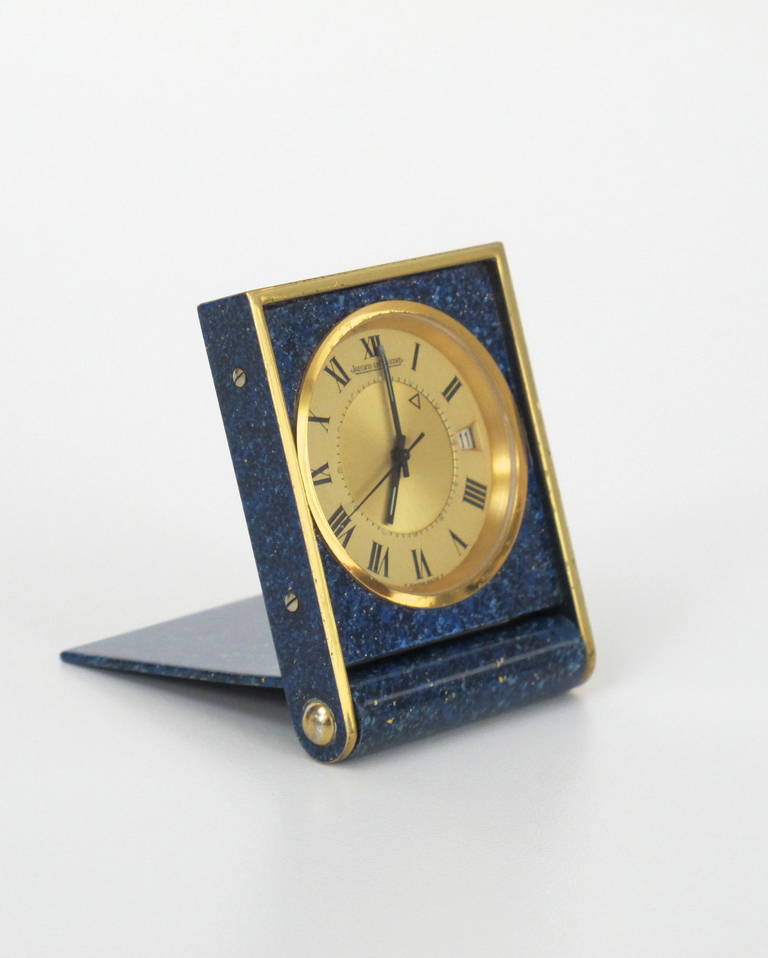 Mid-20th Century Jaeger-LeCoultre Lapis Lazuli Travel Clock, 1960s