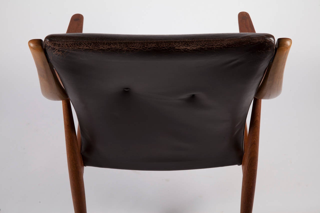 Leather Hvidt & Mølgaard, 1950s Solid Teak Danish Armchair For Sale