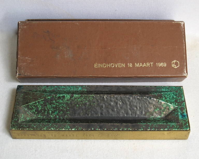 Gio Ponti, Rare Glazed Tile Penholder, Incentive at Opening De Bijenkorf, 1969 In Good Condition In Amstelveen, NL