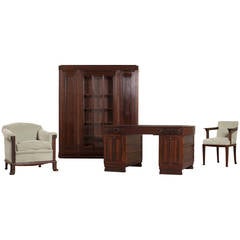Exquisite Art Deco Suite of Furniture for a Study by C.A. Lion Cachet