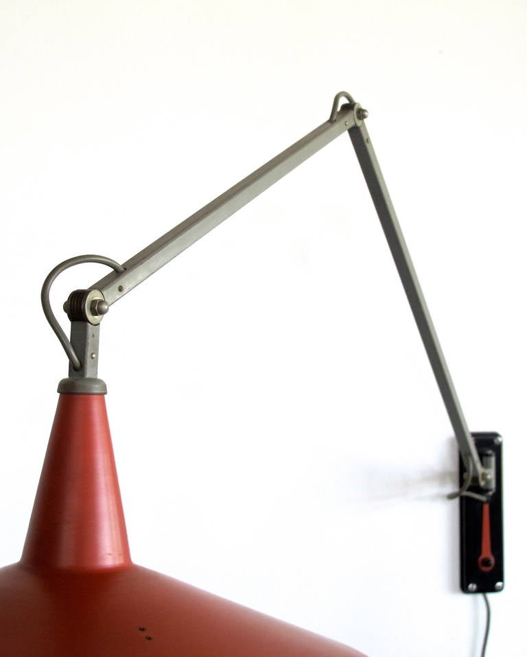 Rare Red Panama Wall Lamp by Wim Rietveld for Gispen, Design Icon For Sale 2