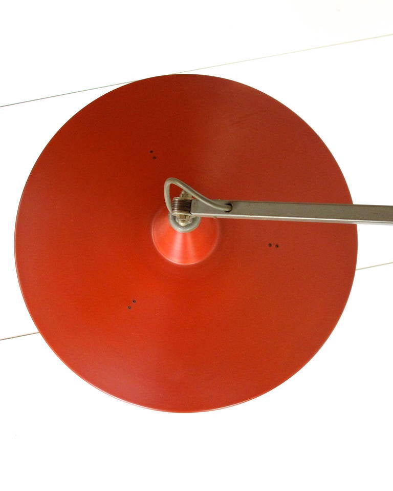 Mid-Century Modern Rare Red Panama Wall Lamp by Wim Rietveld for Gispen, Design Icon For Sale