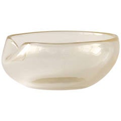Vintage Unique Murano Glass Gold Flecks Bowl by Archimede Seguso, 1950s