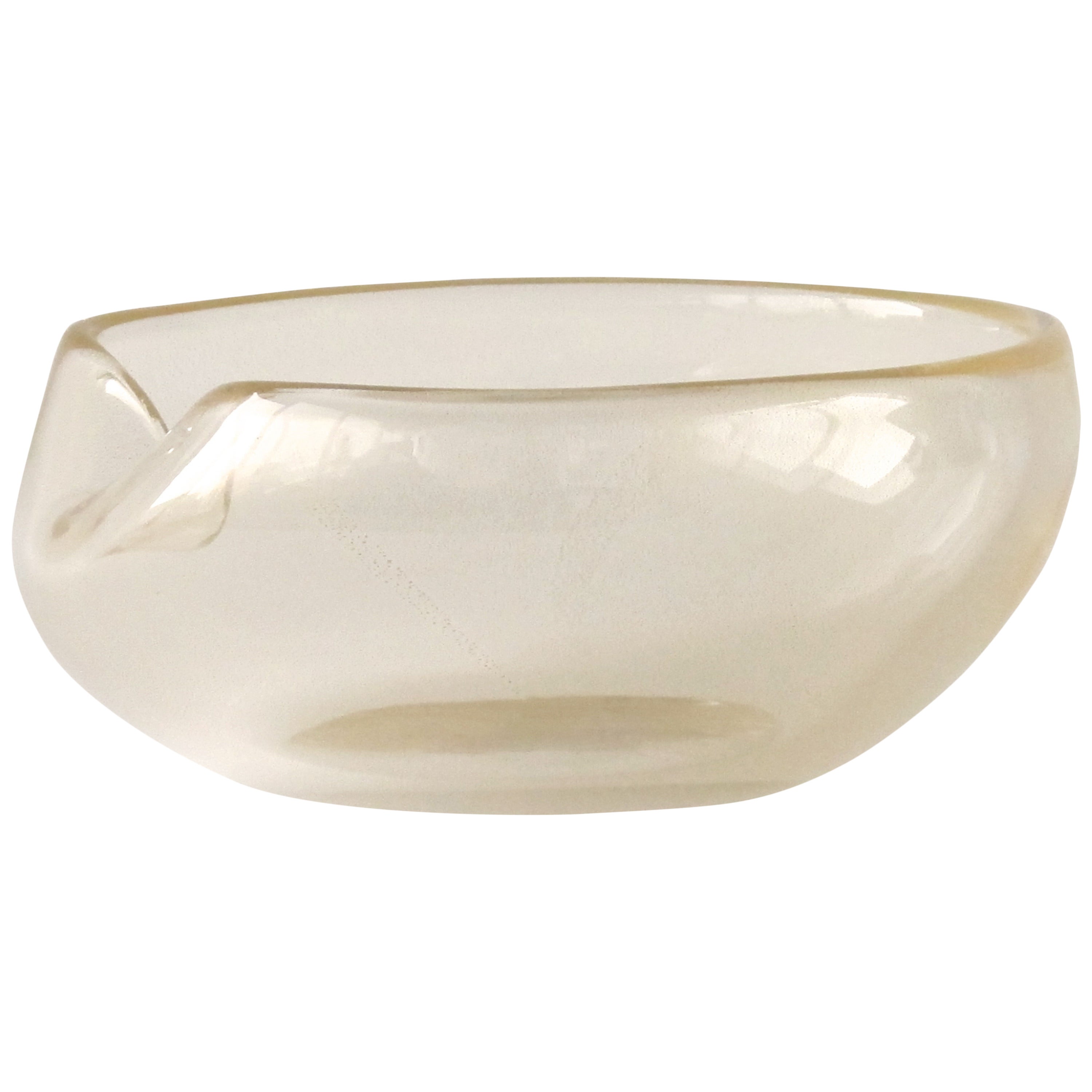 Unique Murano Glass Gold Flecks Bowl by Archimede Seguso, 1950s For Sale