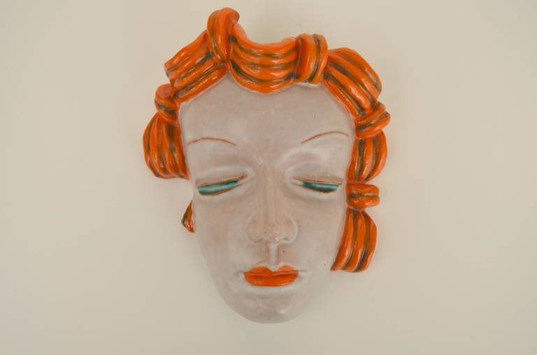 Ceramic Wall Mask by Rudolf Knörlein for Goldscheider, Vienna 3