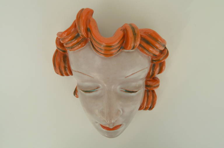 Ceramic Wall Mask by Rudolf Knörlein for Goldscheider, Vienna 1