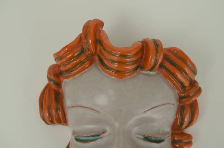 Ceramic Wall Mask by Rudolf Knörlein for Goldscheider, Vienna In Excellent Condition In Amstelveen, NL