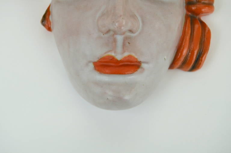 Austrian Ceramic Wall Mask by Rudolf Knörlein for Goldscheider, Vienna