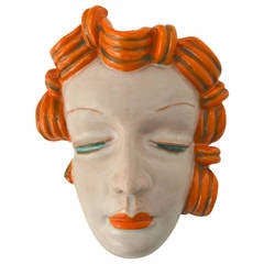 Ceramic Wall Mask by Rudolf Knörlein for Goldscheider, Vienna