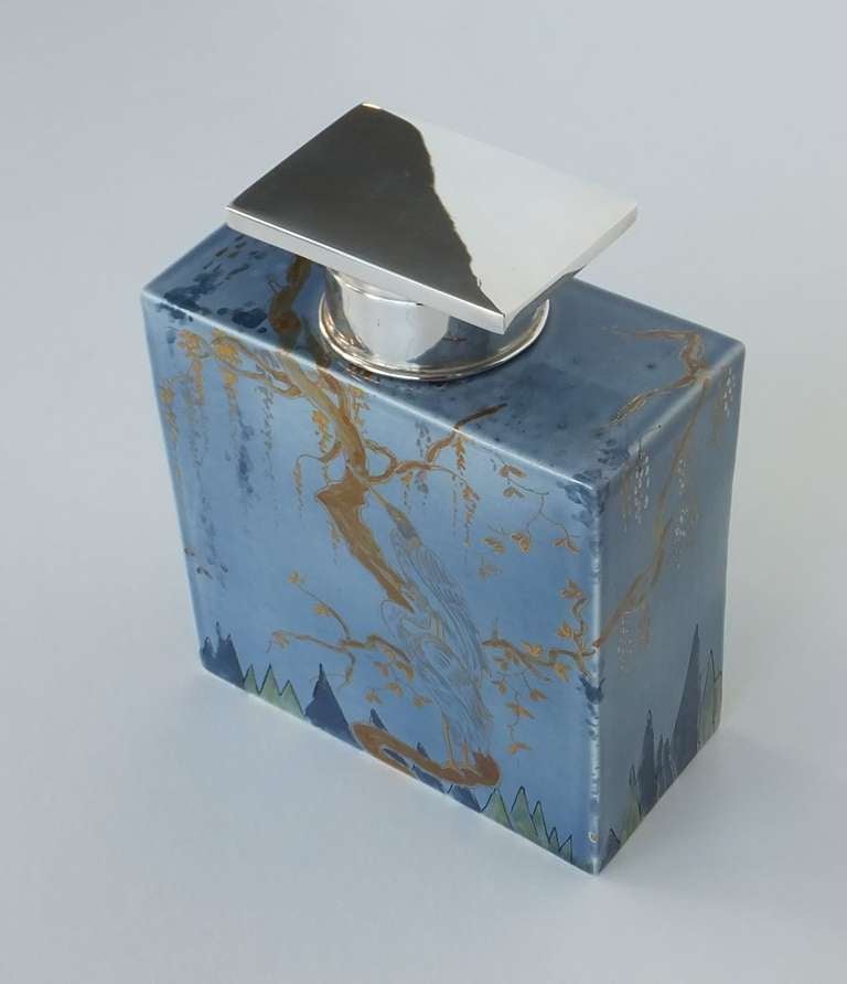 Porcelain Richard Ginori Tea Caddy with Silver Lid, Model by Gio Ponti 1920s