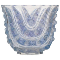 René Lalique Opalescent Blue "Vichy" Glass Vase 1937