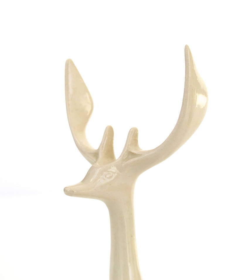 20th Century Chris van der Hoef Ceramic Animal Statue of a Deer, Plateelbakkerij Zuid-Holland