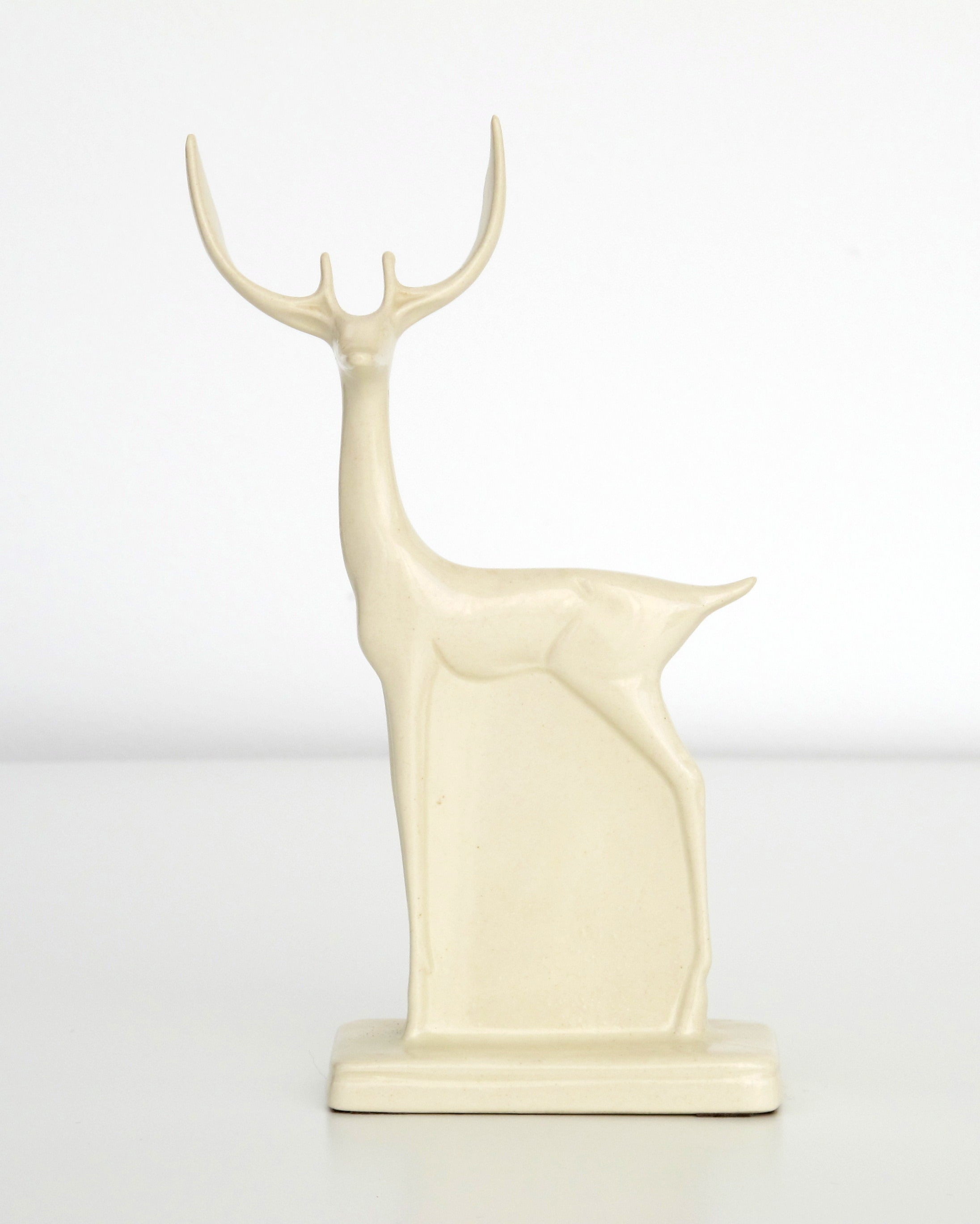 Chris van der Hoef Ceramic Animal Statue of a Deer, Plateelbakkerij Zuid-Holland