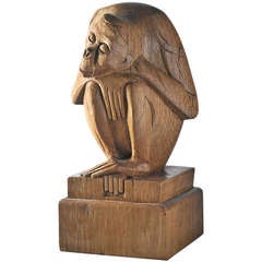 Jan Altorf Wooden Sculpture of a Great Ape 1952