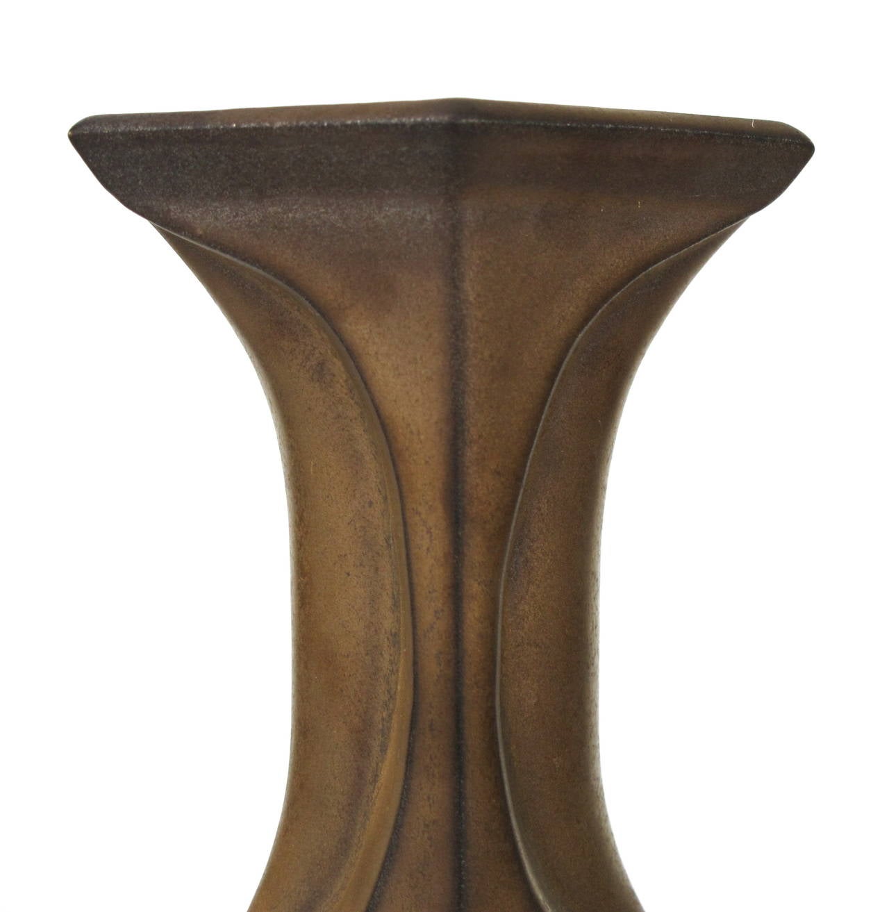 Contemporary Jan van der Vaart, Bronze Stoneware Vase, Dutch Avant Garde Pottery For Sale