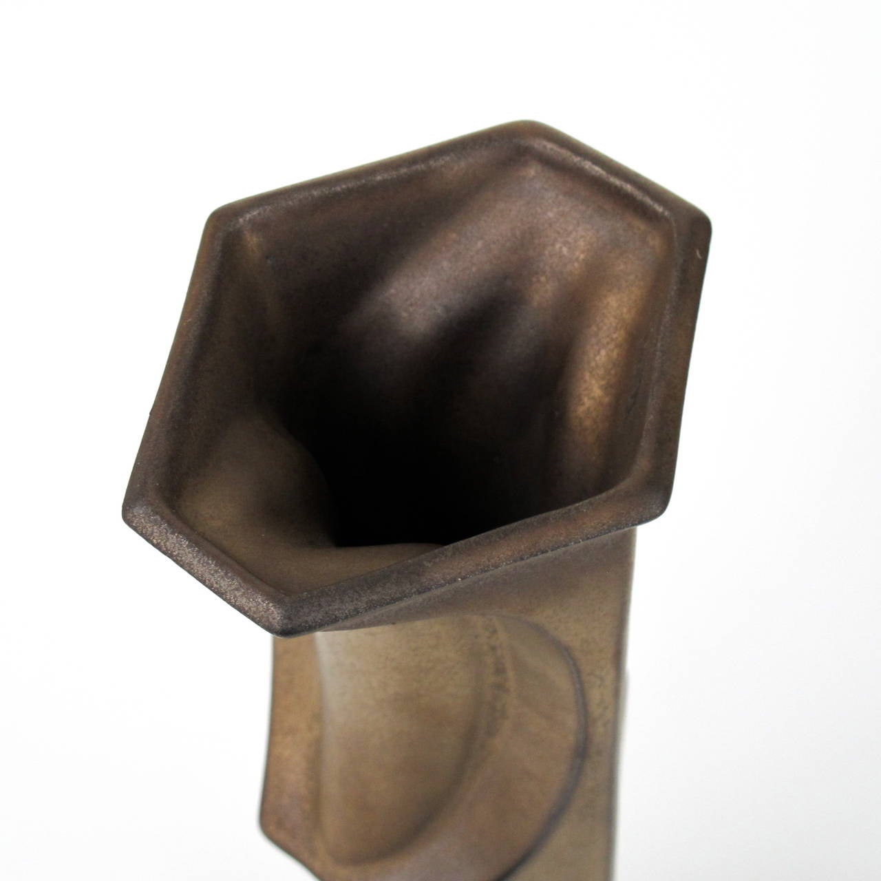 Jan van der Vaart, Bronze Stoneware Vase, Dutch Avant Garde Pottery For Sale 4