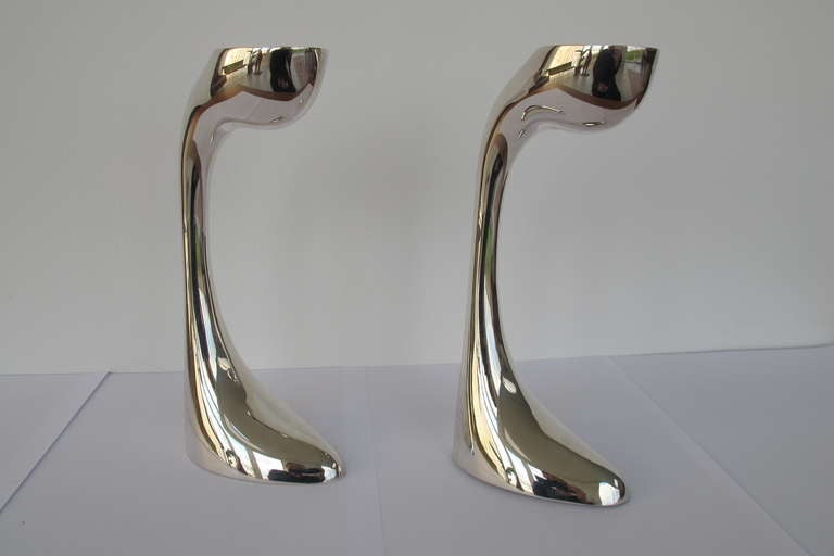 italien Paire de chandeliers en argent sterling Gabriele De Vecchi, design Petalo, 1990