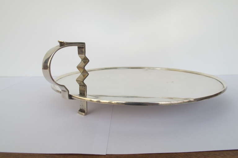 English Original Modernist Chester Silver Serving Platter, 1930s For Sale