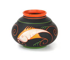 Cris Agterberg Earthenware Pot with Fishes Decor, circa 1925