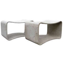 A Rare Pair Of Concrete Stools By Willy Guhl