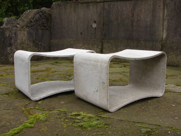 A very rare pair of concrete stools by Willy Guhl from 1954