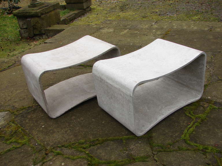 Swiss A Rare Pair Of Concrete Stools By Willy Guhl