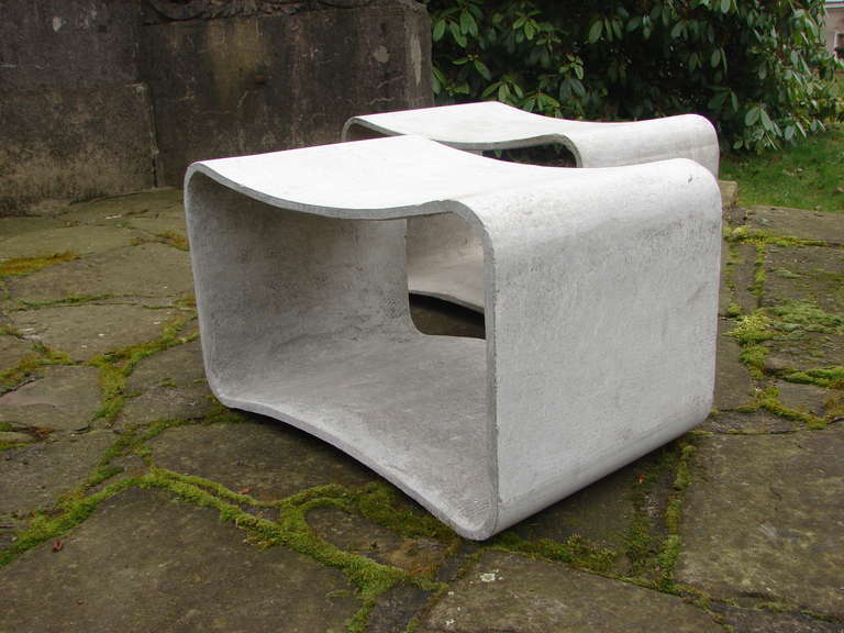 Mid-20th Century A Rare Pair Of Concrete Stools By Willy Guhl