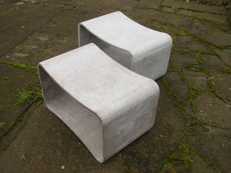 A Rare Pair Of Concrete Stools By Willy Guhl 1