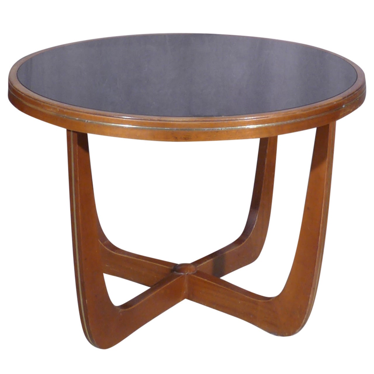 Italian Mahogany and Black Glass Side Table