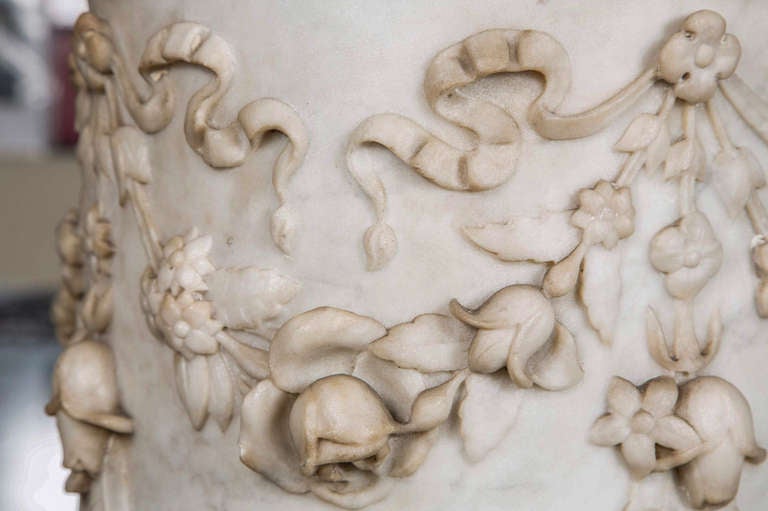 Carved Marble Column Pedestal with Ionic Capital 1