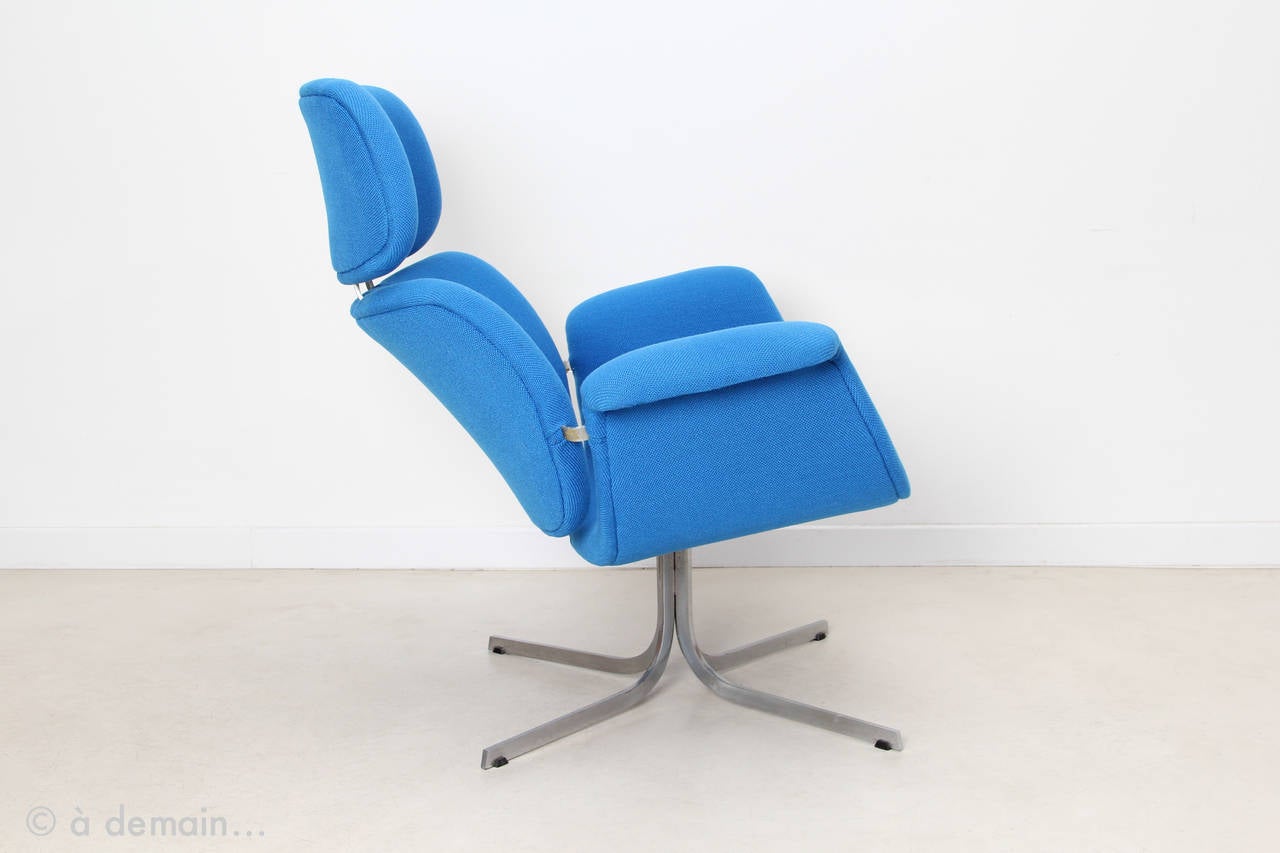Dutch 1965 Big Tulip Lounge Chair with Ottoman by Pierre Paulin, Edited by Artifort