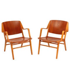 Vintage Pair of AX 6020 Armchairs designed by Hvidt & Mølgaard and edited by Fritz Hansen, 1950s