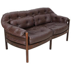 Vintage Arne Norell Leather Sofa Edited by Coja in 1968