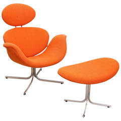 1960s Big Tulip Lounge Chair and Ottoman by Pierre Paulin Produced by Artifort