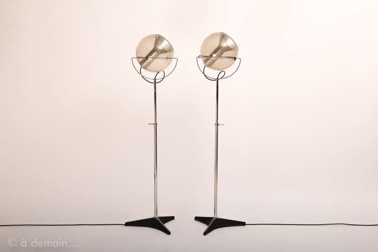 Pair of Raak Adjustable Floor Lamps "Globe 2000" by Frank Ligtelijn 1961