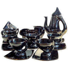 1960s Vallauris Coffee Set with 12 Pieces