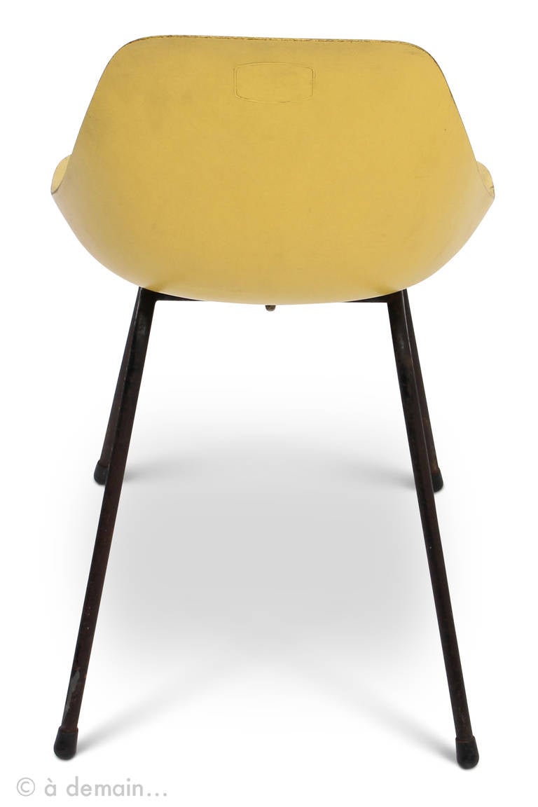 Sechs „Coccinelle“-Stühle von Rene-Jean Caillette, herausgegeben von Steiner, 1958 (Mitte des 20. Jahrhunderts)