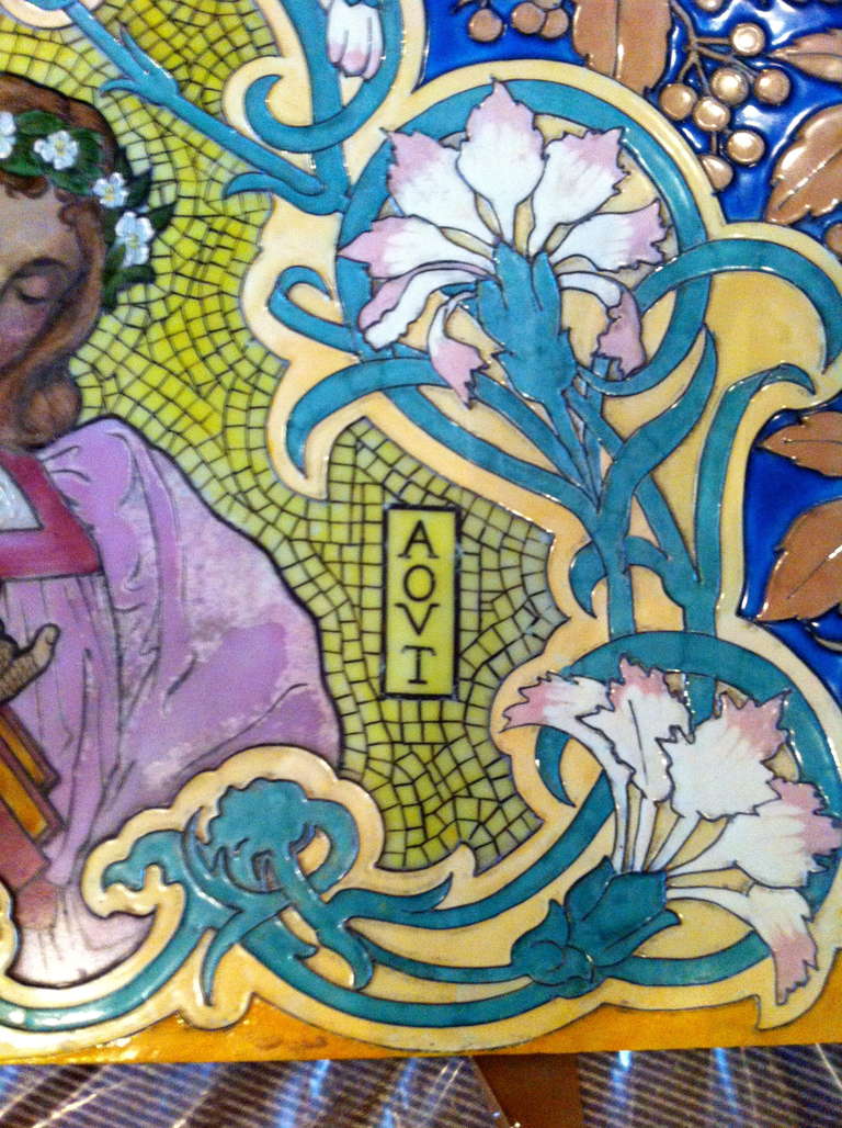 French Art Nouveau Opaline Panel For Sale 2