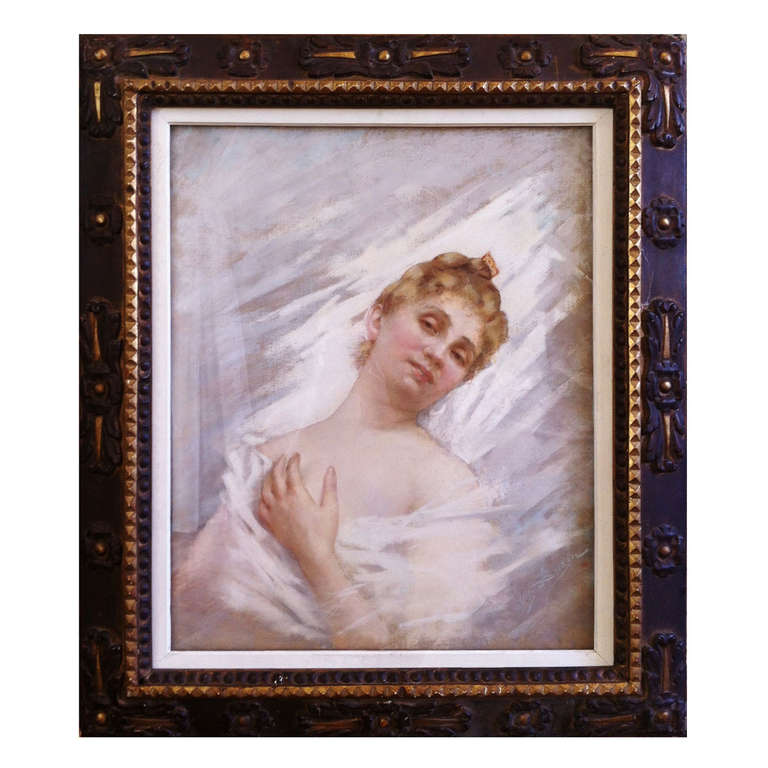 Portrait of a Woman, Pastel on Paper, circa 1900 For Sale
