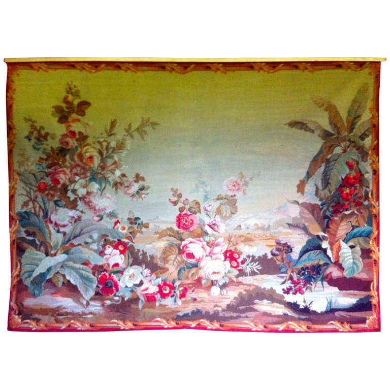 19th Century Magnificent Set of Six Aubusson Tapestries of Exotic Foliage For Sale