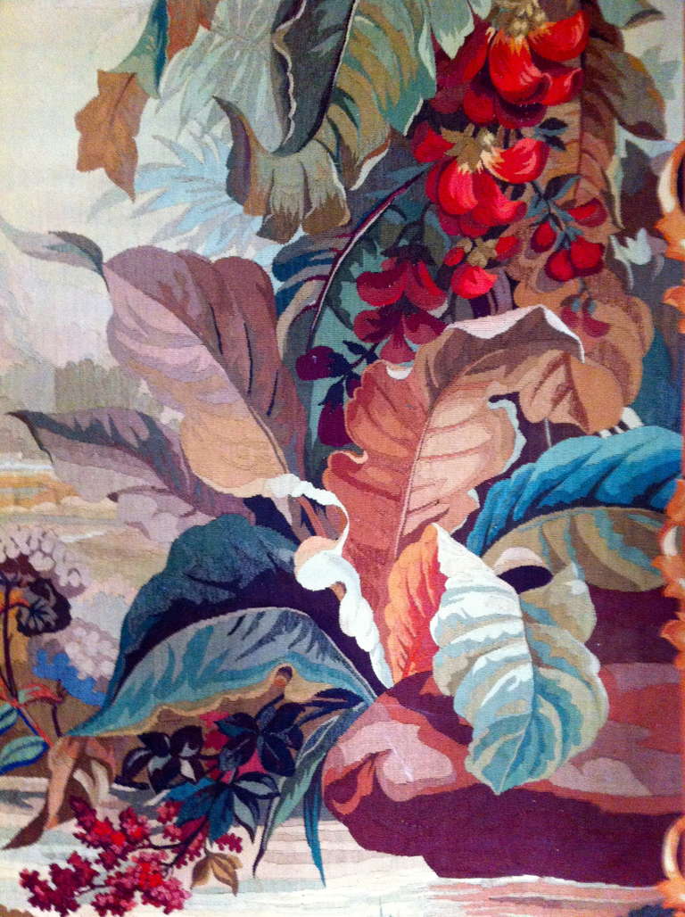 19th Century Magnificent Set of Six Aubusson Tapestries of Exotic Foliage In Good Condition For Sale In BRUXELLES, BE