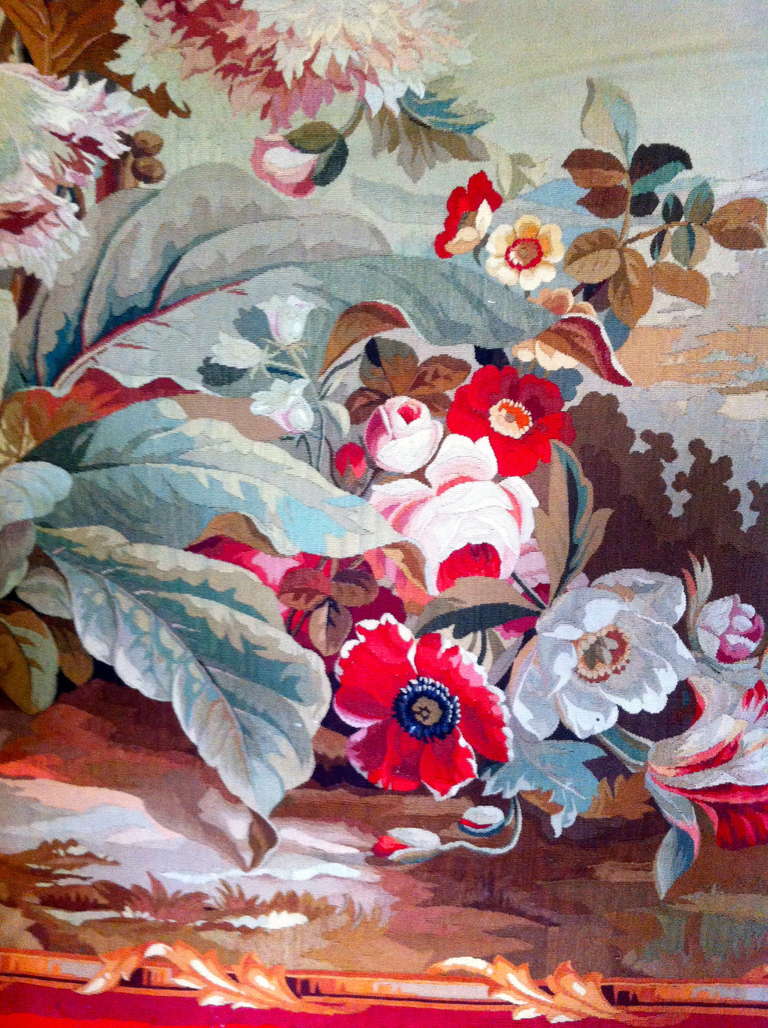 French 19th Century Magnificent Set of Six Aubusson Tapestries of Exotic Foliage For Sale