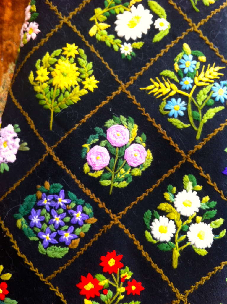 Exceptional 19th Century Table Throw Fully Embroidered In Vivid Colors For Sale 3