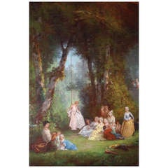 19th c. A playful scene in a clearing by Dominique Grenet de Joigny