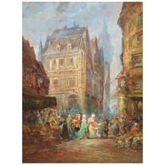 Antique 19th c. A scene of market by Jean Sorlain