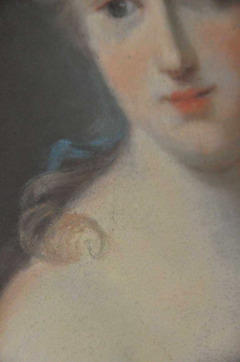 Rococo 19th c. A nymph holding a laurel wreath, pastel after Rosalba Carriera