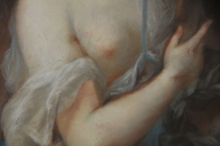 19th c. A nymph holding a laurel wreath, pastel after Rosalba Carriera In Good Condition In BRUXELLES, BE