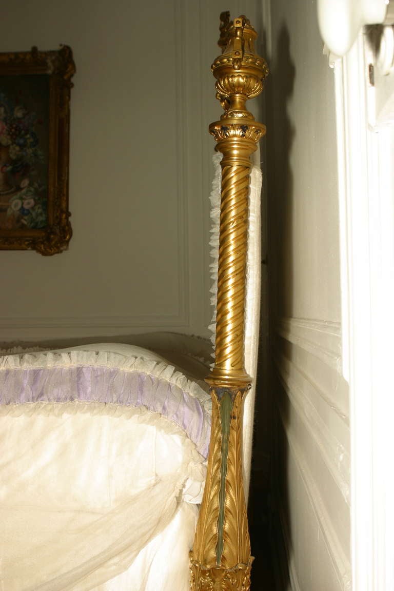 19th Century French Pair of Luxurious Gilt Bronze Beds For Sale 6